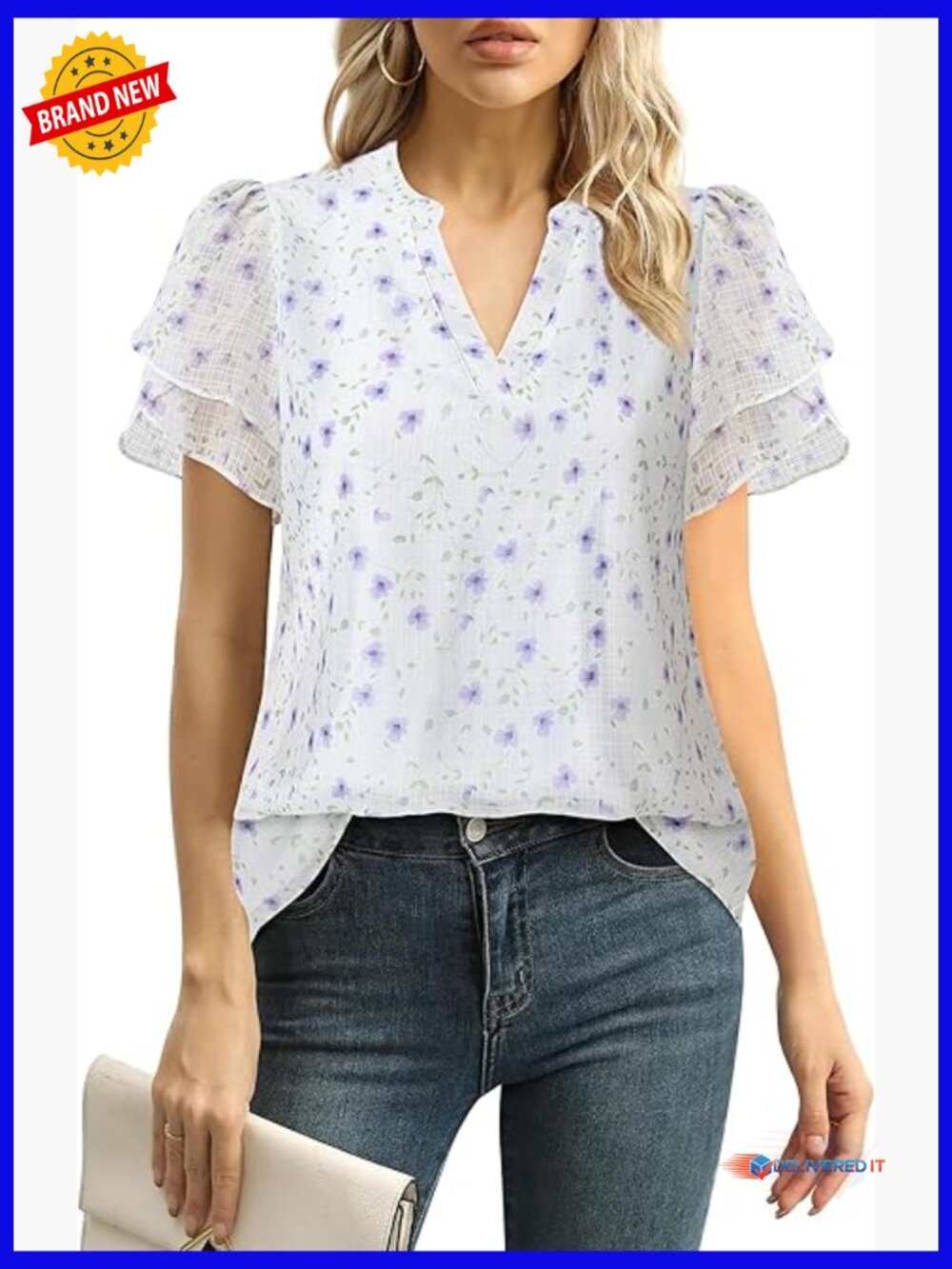 Womens Dressy Chiffon Blouses Short Sleeve V Neck Work Tops